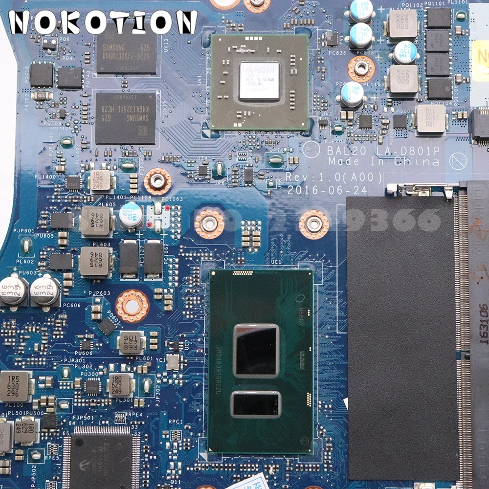 NOKOTION BAL20 LA-D801P для Dell Inspiron 15-5567 5567 Материнская плата ноутбука 02PVGT CN-02PVGT DDR4 I5-7200U Процессор Radeon R7 M445 GPU