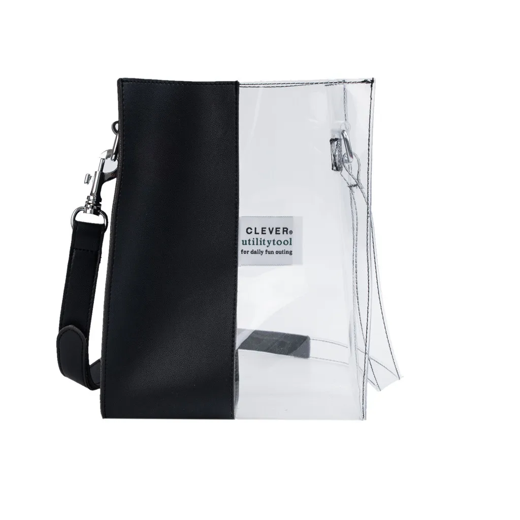 Новая женская прозрачная сумка контрастного цвета, Большая вместительная сумка, летняя женская желеобразная сумка через плечо, одноцветная# T2