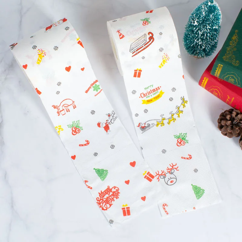 New Year Gift 22 Meters/roll Santa Claus Reindeer Christmas Toilet Paper Decoration Home 2021 | Дом и сад