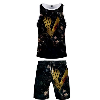 

2019 Viking two piece set tank top and shorts Harajuku men Viking tank top streetwear basketball Sleeveless streetwear plus size