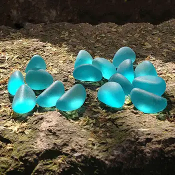 

70pcs Blue Aquarium Stone Decorative Fish Tank Artificial Stone Irregular Scrub Glass Glow In Dark Aquarium Decoration Ornament