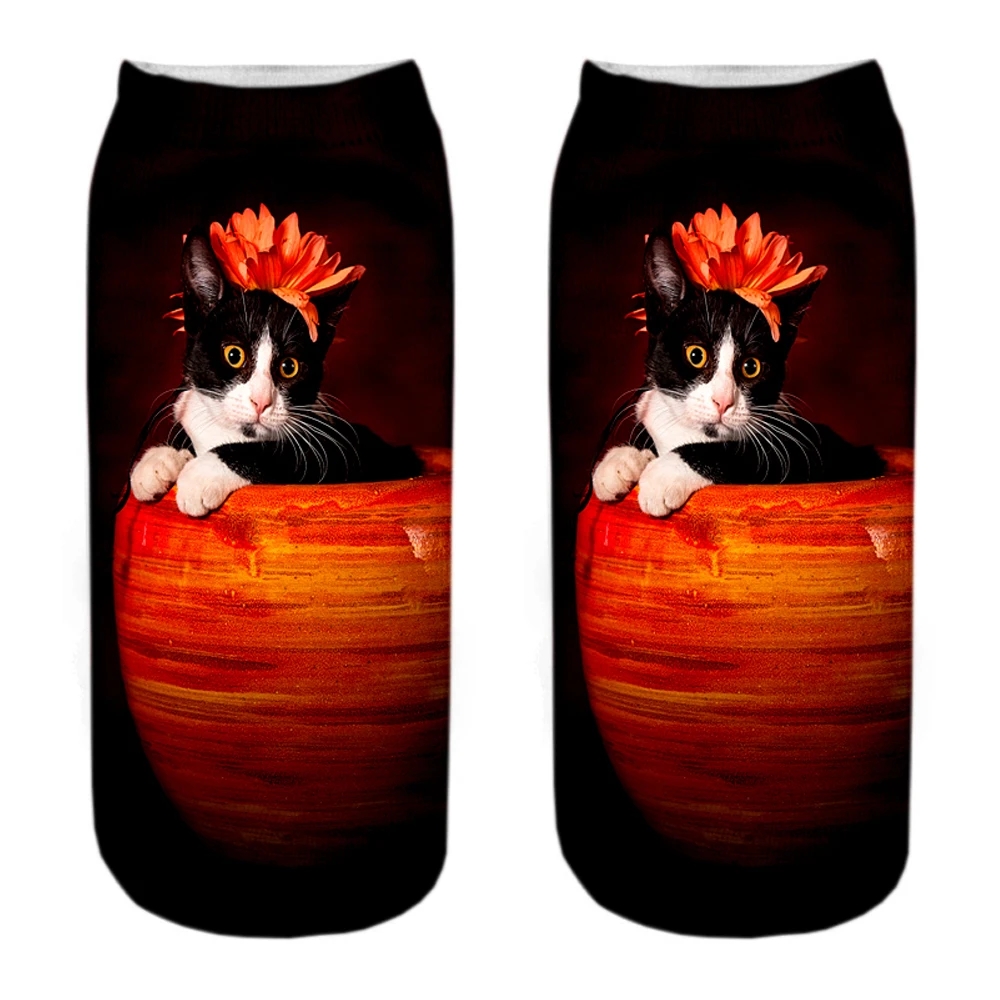 Neue Heiße 3D Druck Lustige Nette Cartoon Kätzchen Unisex Kurze Socken Kreative Bunte Mehrere Katze Glücklich Niedrigen Knöchel Socken Für Frauen – Detail 23