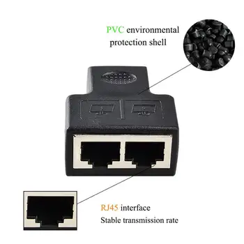 

2pc For RJ45 1 To 2 Ethernet Splitter Adapter Female To Female Network LAN Internet Hub White And Black Lightweight Plastic
