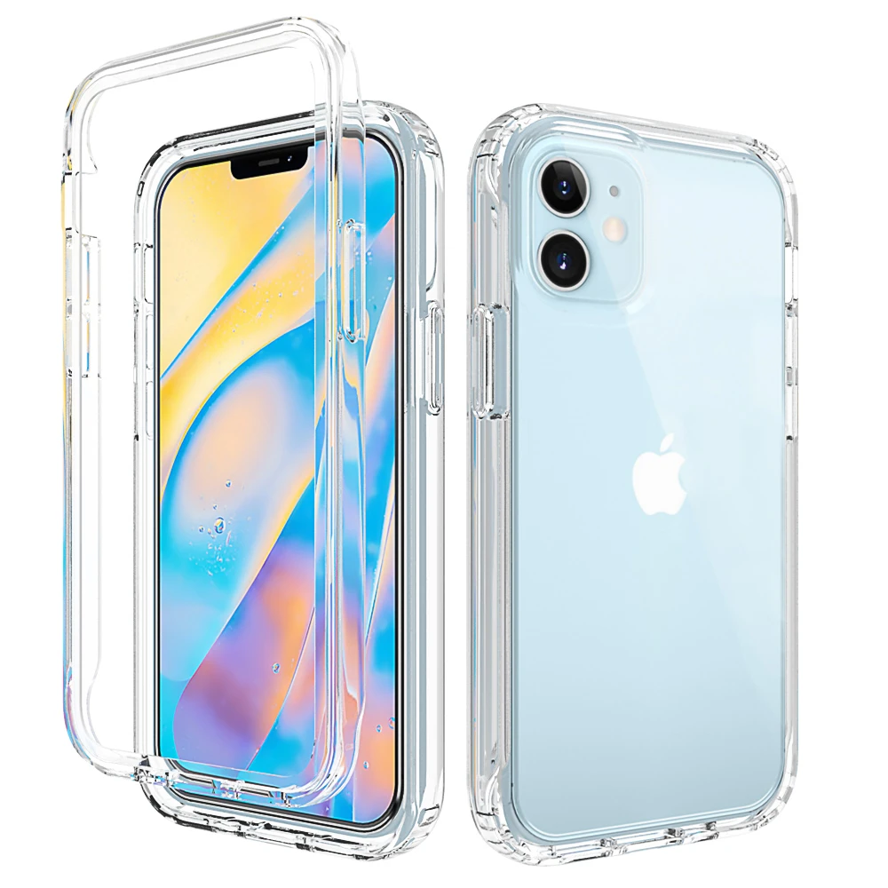 Phone Case For iPhone 14 13 12 11 Pro Max XR XS MAX 6 7 8 Plus X 11 2 in 1 Shockproof Silicone Protection Transparent Back Cover best iphone 11 cases