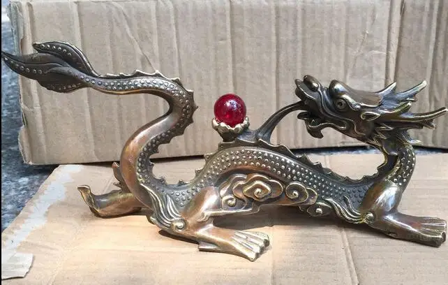 

Медная Статуя Дракона дракона Драгоценности жемчужная бронзовая скульптура держателя ручки дракона поворотный назад геомантическое украшение подарки ручной работы