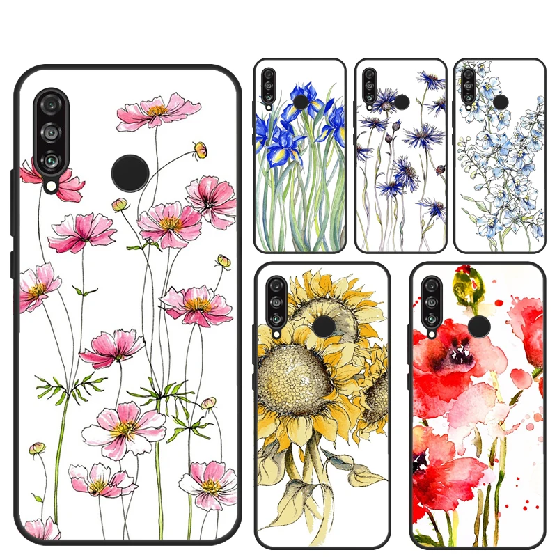 Красный мак Ирис бледно-лиловый чехол для Huawei P20 P40 Lite Mate 20 10 P30 Pro P Smart 2021 2019 на