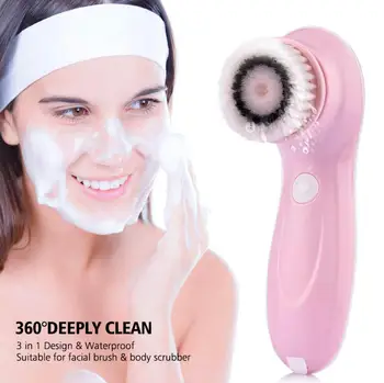 

Handheld 3 in 1 Waterproof Deeply Cleaning Brushes Silicone Electric Facial and pore Cleansing Brush skin care beauty machine