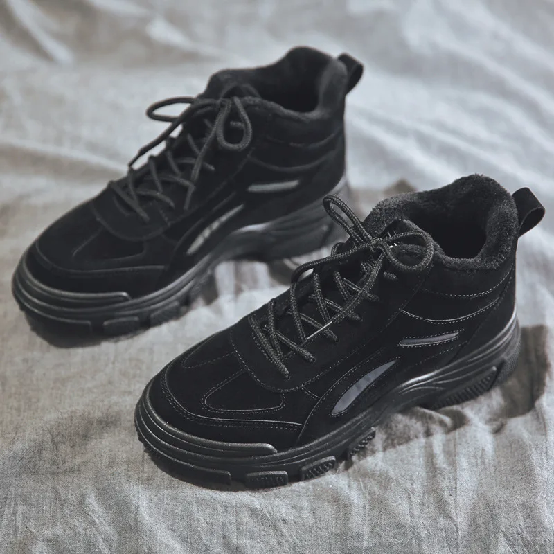 Женские ботинки; удобные теплые женские кроссовки; трендовая женская обувь для бега; уличные кроссовки; Zapatillas Muier - Цвет: Черный