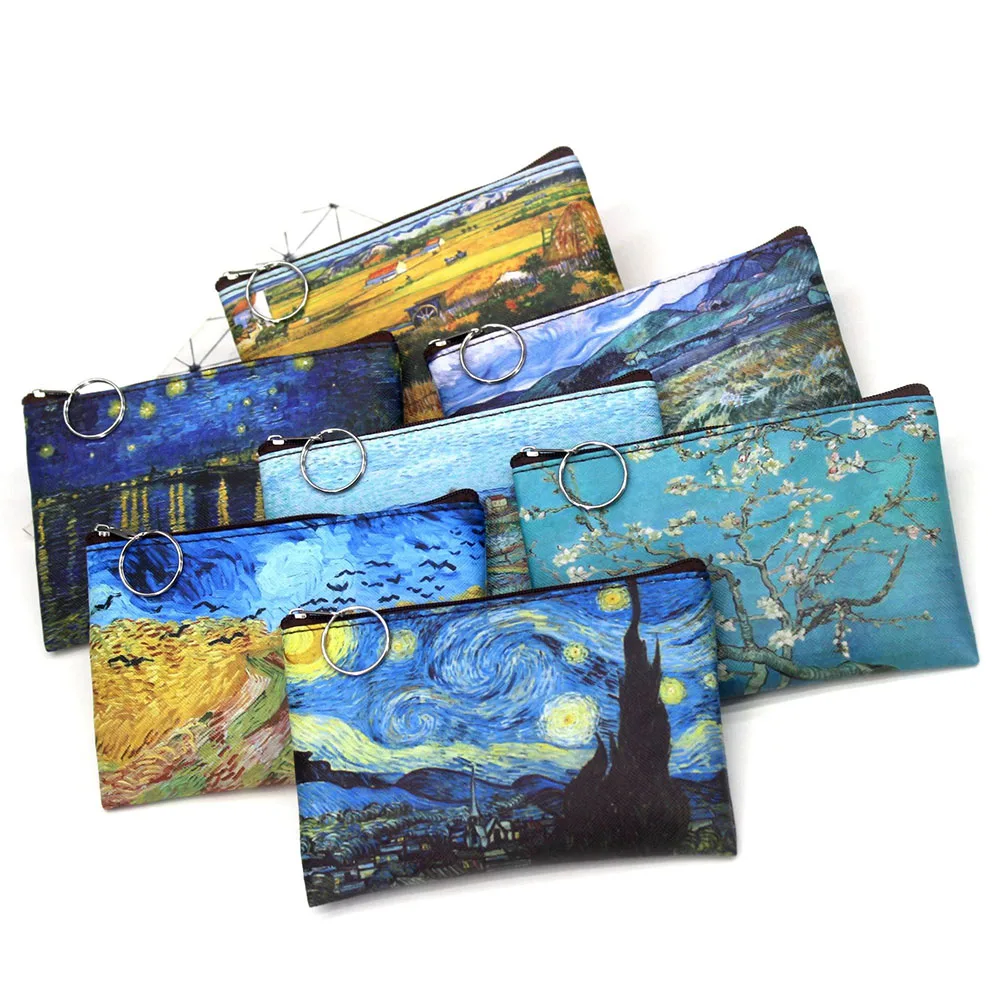 Coin Purse Classic Print Creative Coin Purse Famous Oil Painting Change Purse Lady Holding Small Square Wallet Vintage Student Mini Wallet