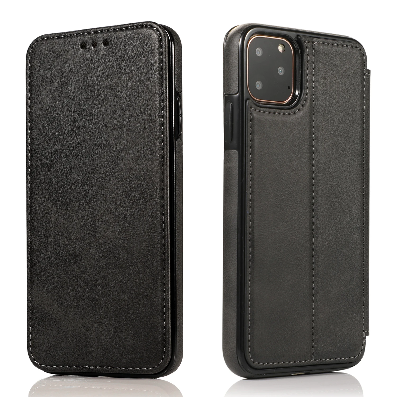 Кожаный чехол-кошелек для iPhone 11 Pro Max 11 Ретро Магнитный Флип-слот для карт чехол-подставка для iPhone XS Max XR X 6 6s 7 8 Plus Capa - Цвет: Black