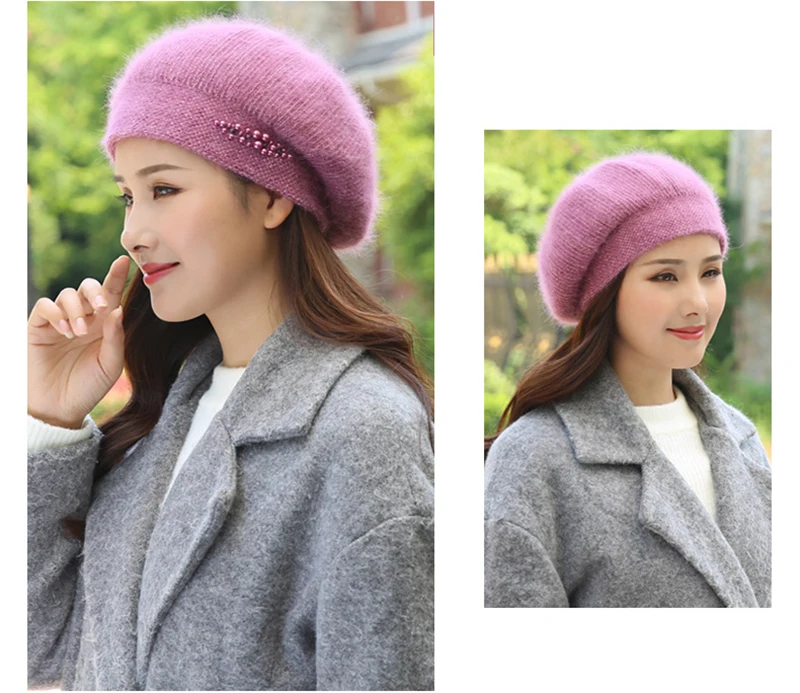 gorro quente grosso pérola dupla camadas neve