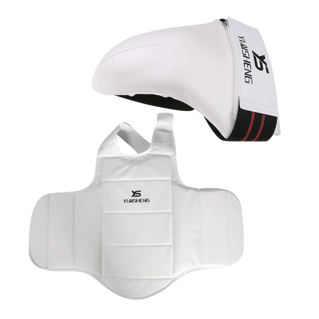 Muay Thai Chest Guard Body Shield Padded MMA Boxing Taekwondo Chest Protector + Groin Guard