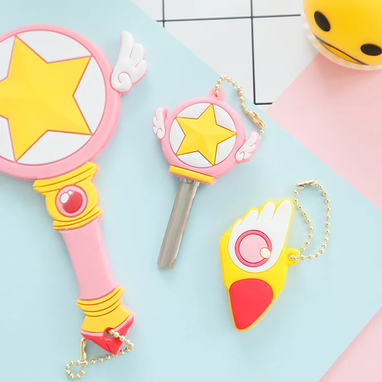 

1pc Sakura Keychain Cosplay Card Anime Star Keyring The Staff of A Star Keychain Girls Halloween Props Keychains Free Shipping