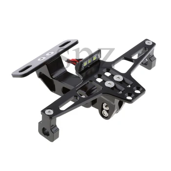 

Universal CNC Adjustable Motorcycle License Plate Frame Holder Bracket w/ Light Black