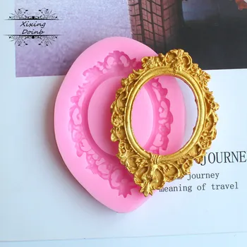 

Xixing 1Pcs Mirror/picture frame modelling 3D silicone mold cake decoration tools chocolate fondant molds Clay Candy Moulds