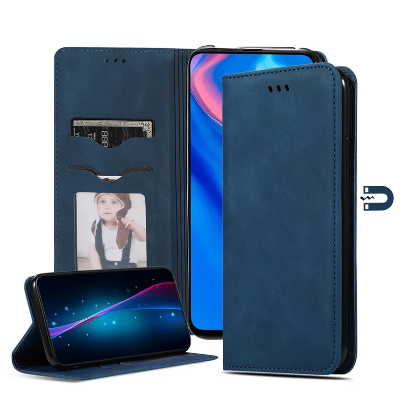 Синий Роскошный чехол-кошелек для Xiaomi Redmi 7A, чехол для Redmi 7, деловая откидная сумка для Xiomi Redmi Note 7 Pro, чехол-книжка из ТПУ, кожаный чехол s - Цвет: Синий