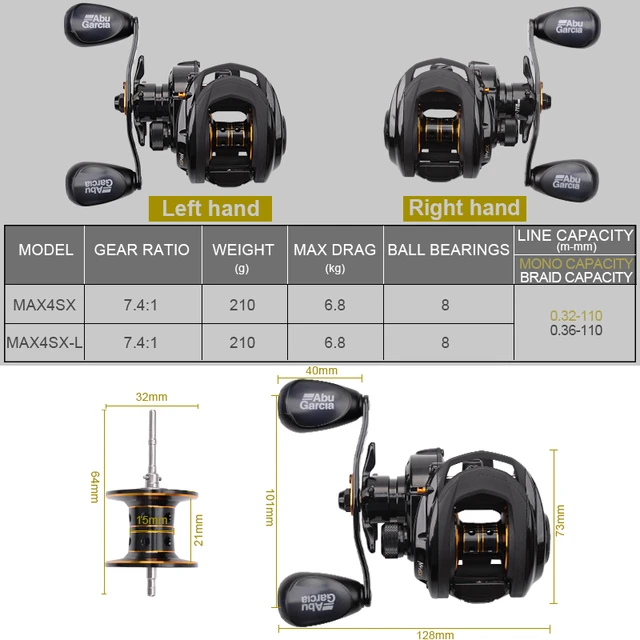 Abu Garcia Max4sx Baitcasting Fishing Reels 8bb Gear Ratio7.4:1