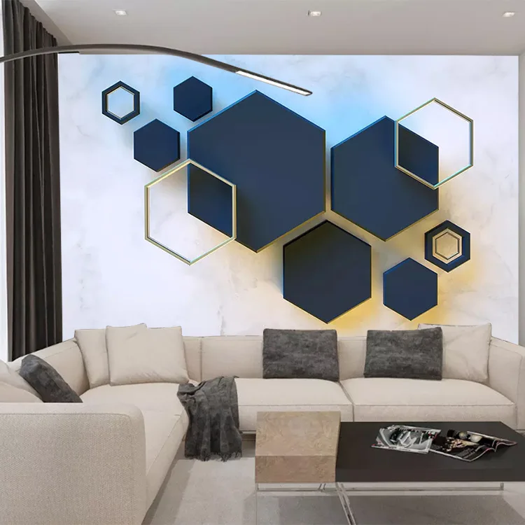 

8D Northern European-Style TV Backdrop Wallpaper Geometry Graphics Minimalist Modern TV Wall Cloth Sofa Bedroom Living Room Wall