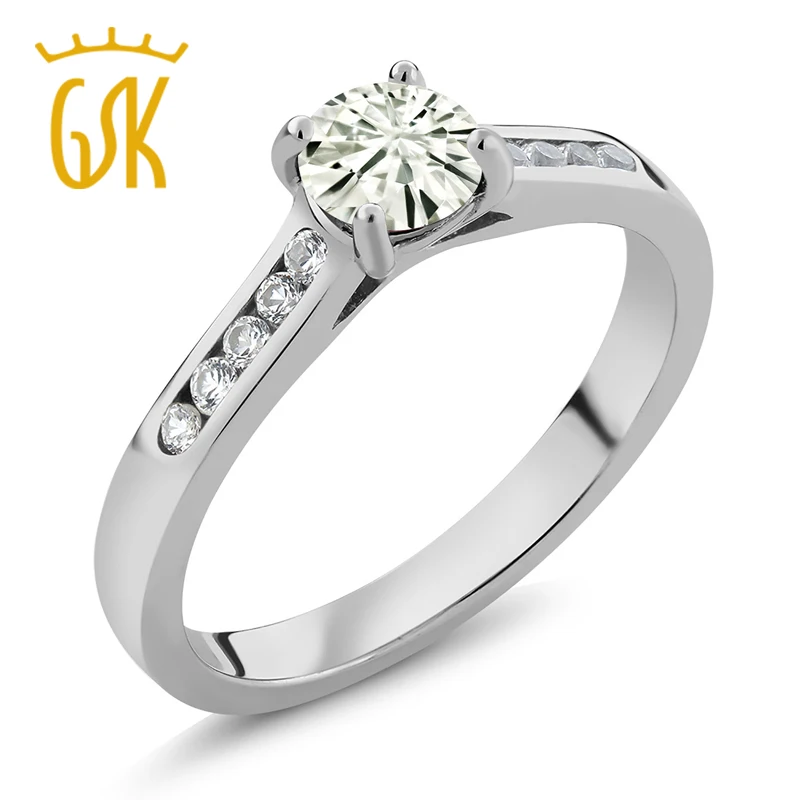 Драгоценный Камень Королевский 925 пробы Серебряное кольцо Круглый 0.50ct (DEW) создан