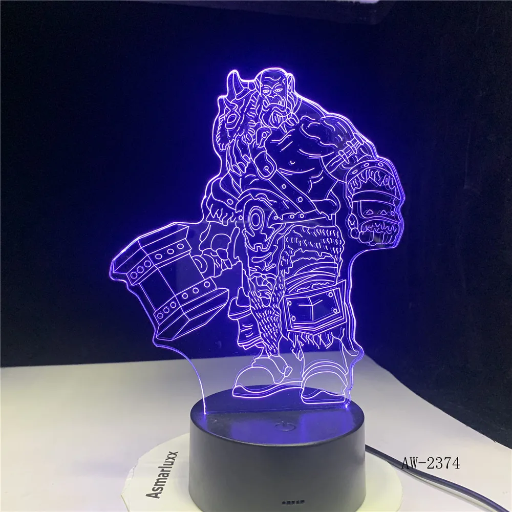 3D иллюзия WOW World of Warcraft Orgrim племенные знаки 7 цветов Настольный ночсветильник