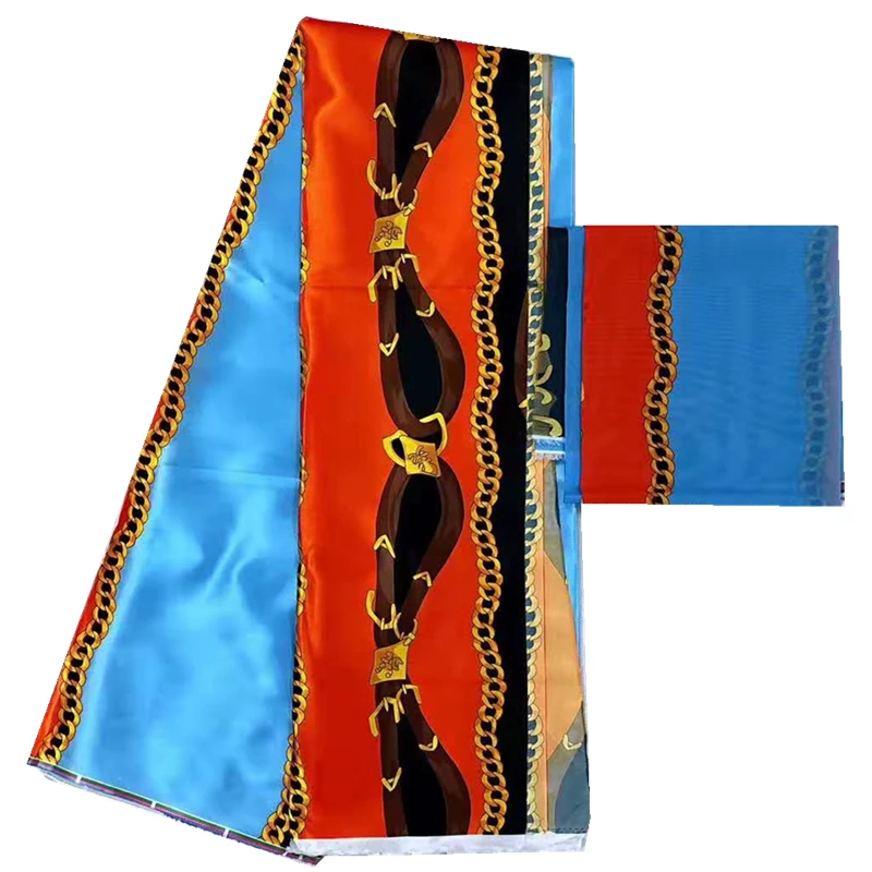 Анкара ткань Африканский принты шелковая атласная ткань с шифоновой тканью Горячая Шелковый воск 4+ 2 ярдов/шт - Цвет: MON829S4
