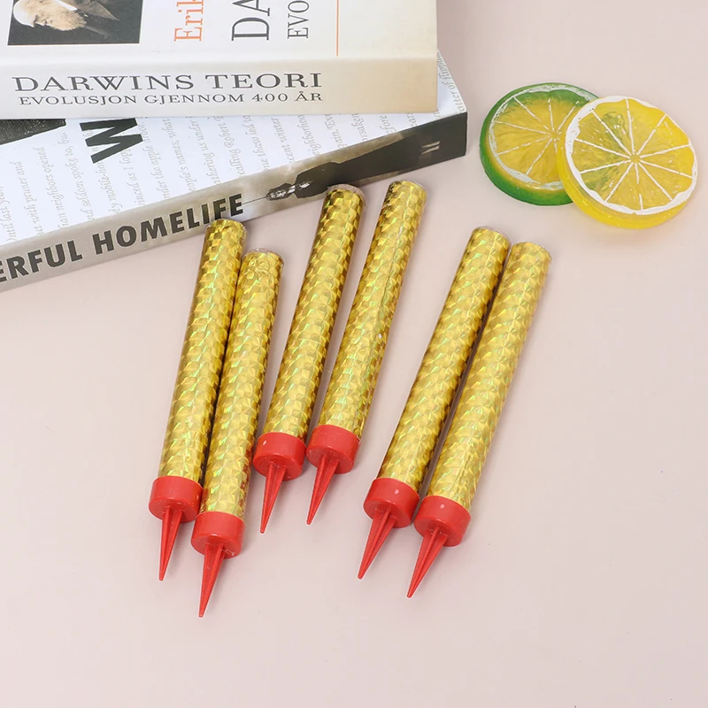 6pcs/lot Surprise Creative Straight Barrel Golden Champagne Fireworks Magic Wand Burning Candle Cake Decor Party Supplies New