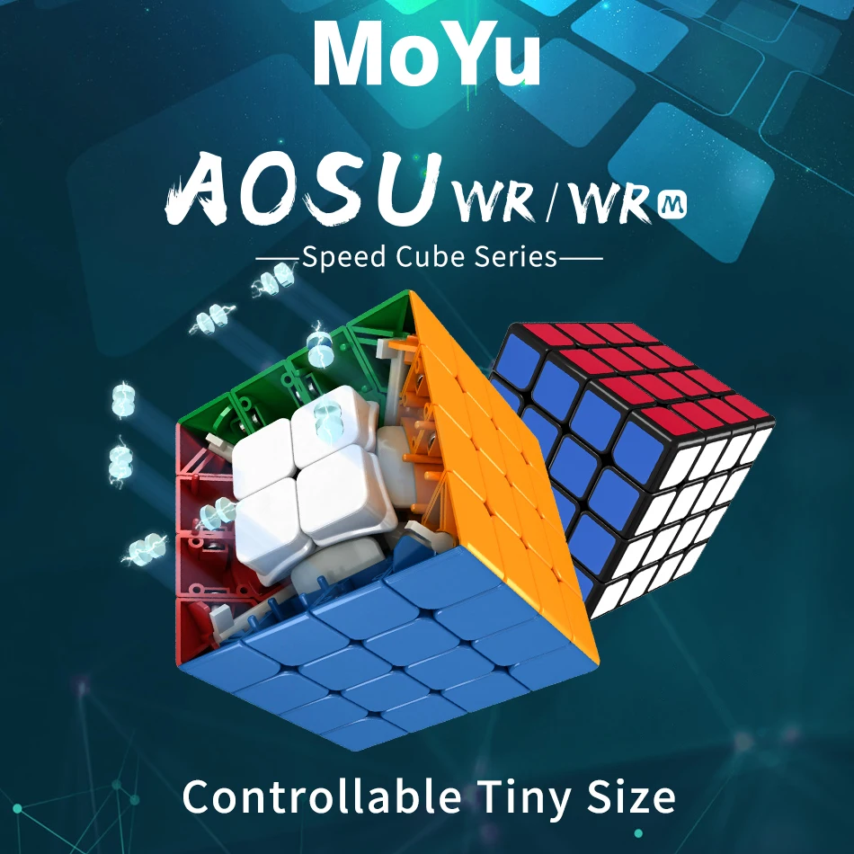Moyu Aosu WR 59 мм магнитный 4x4 скоростной куб черный/без наклеек магический куб магниты Куб Головоломка Развивающие игрушки