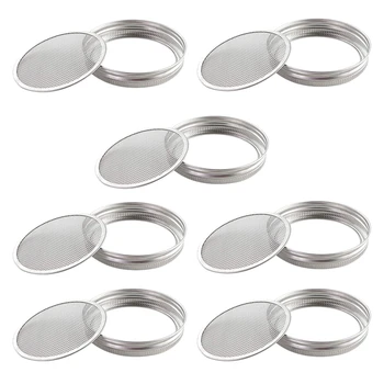 

7 Sets 3.3inch Seed Sprouter Germination Cover Kit with Stainless Steel Strainer Lids Sprouting Stan for Mason Jars
