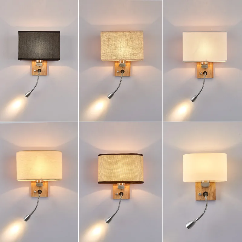 

European style modern personality walkway wooden wall bedroom bedside creative hotel guest room simple wooden wall lamp LX102307