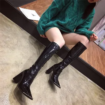 

European style simple thick-heeled boots women sexy women's shoes