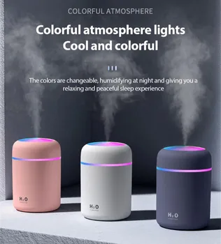

300ml USB Air Humidifier Ultrasonic Oil Diffuser Dazzle Aroma Essential Mist Maker Home Car Air Humidifier Purifier Light