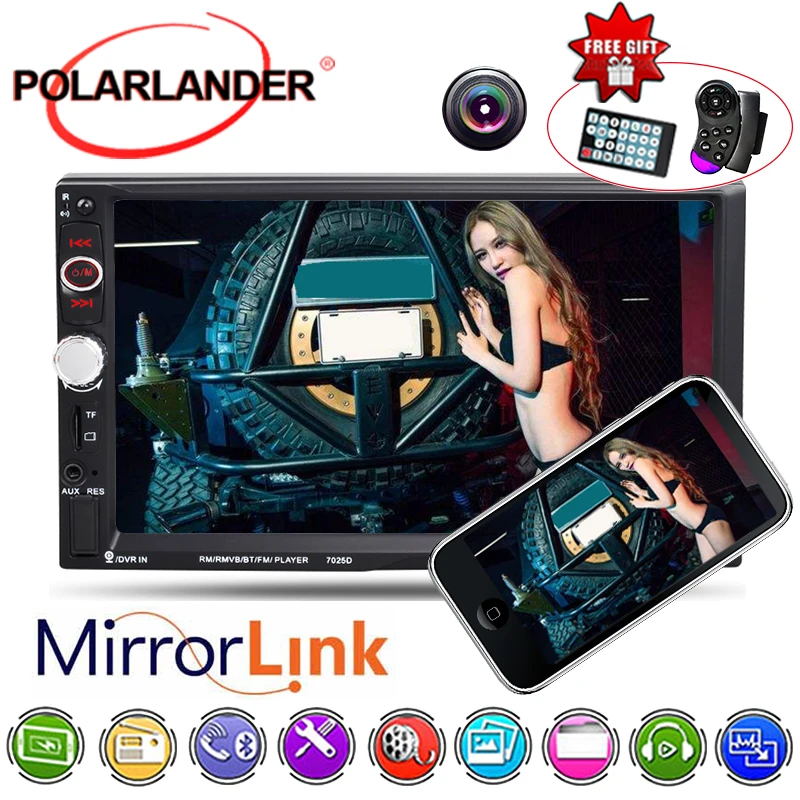 USB/TF/AUX/FM 7 дюймов Зеркало Ссылка Экран автомобиль радио MP5 плеер Bluetooth 2 Din Сенсорный