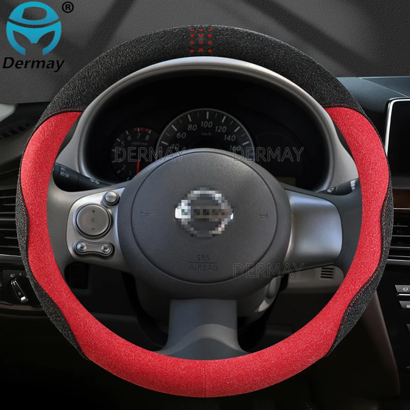 

for Nissan Note Suede Leather DERMAY NEW Car Steering Wheel Cover Non-slip Auto Accessories