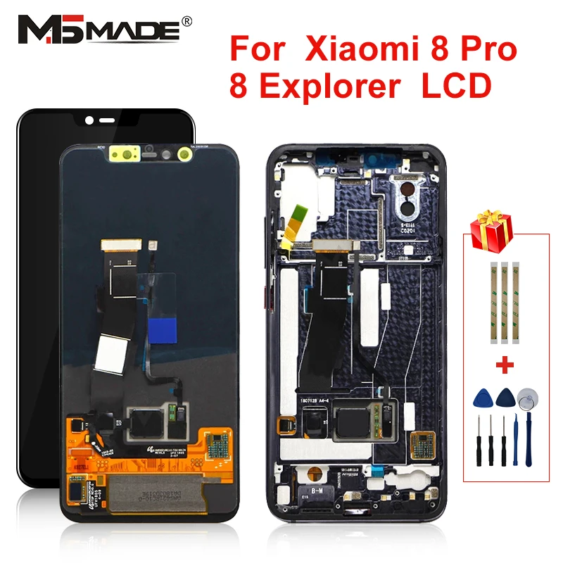 AMOLED ЖК-дисплей для 6,2" Xiaomi Mi8 Pro, Встроенный ЖК-экран с отпечатком пальца+ сенсорный дигитайзер для Xiaomi 8 Pro дисплей