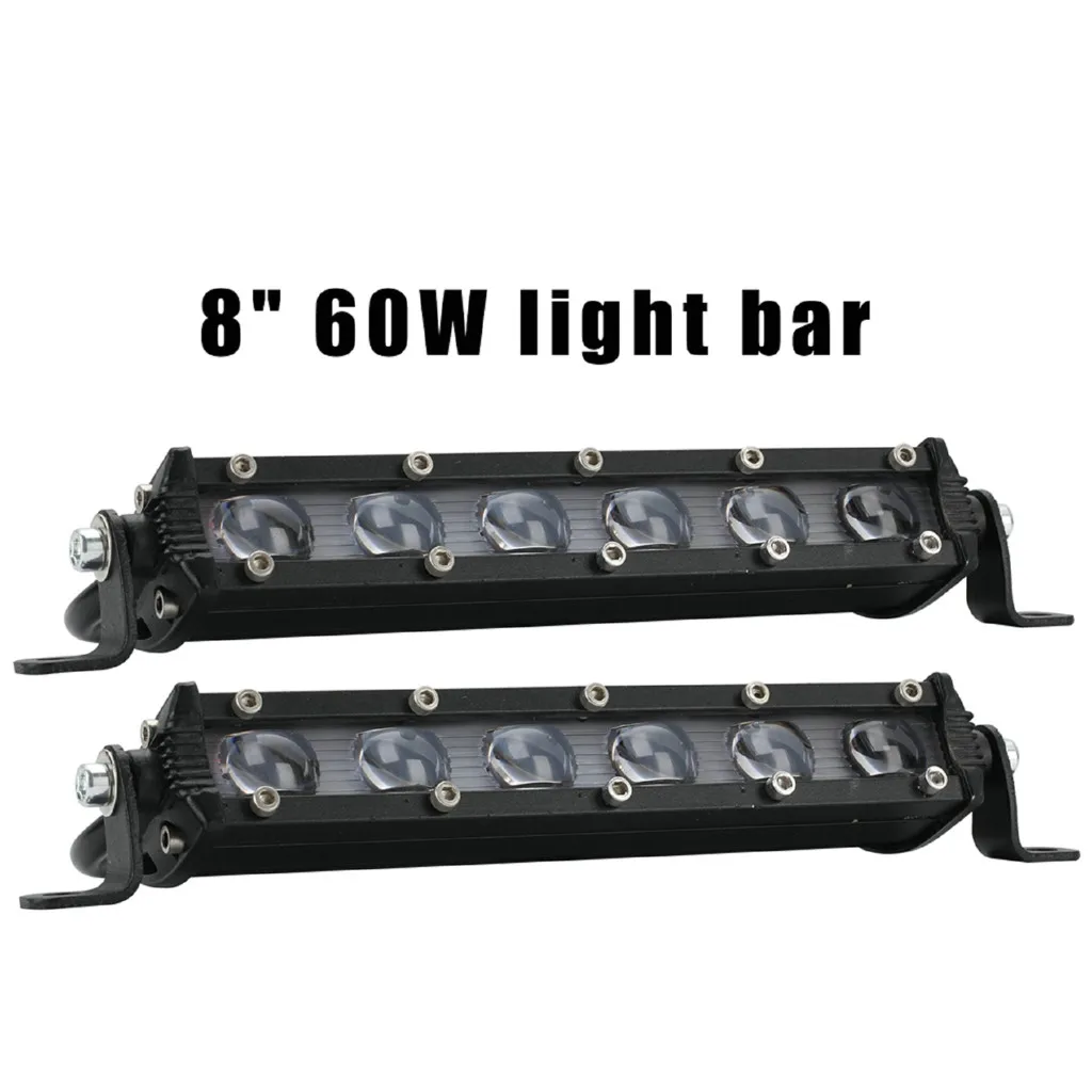 

kongyide car light 8 Inch 60W LED Work Light Bar Waterproof Off Road Spotlight Floodlight Fog Lamp car light exterior