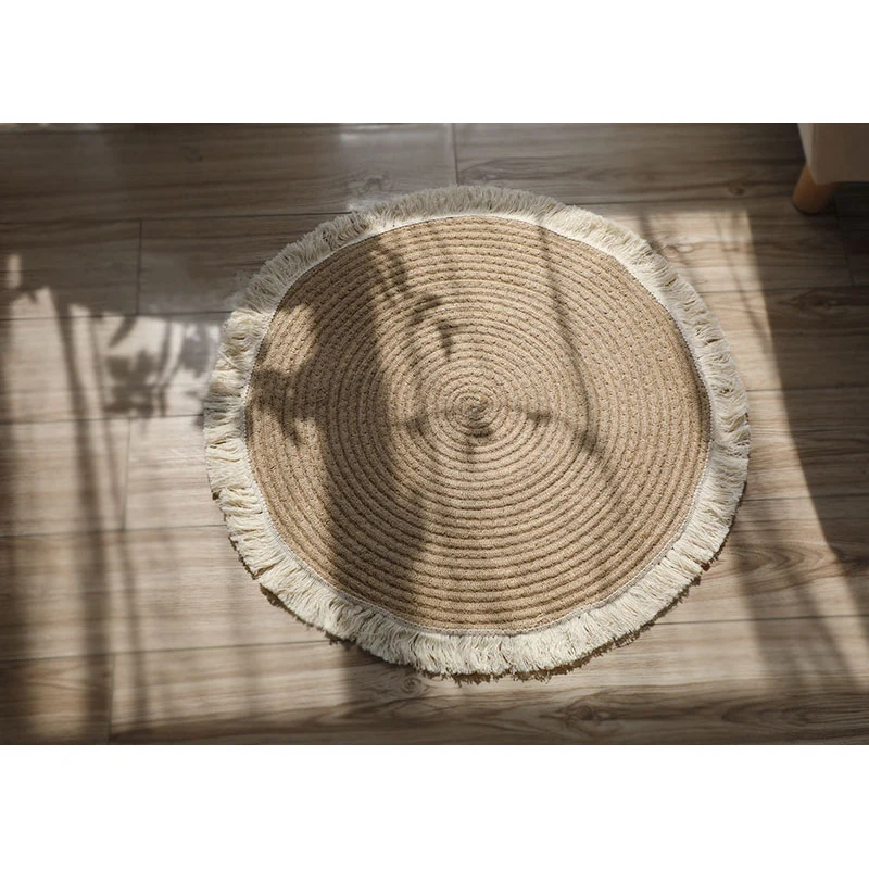 45cm Round Hand-woven Sand Scraping Door Entrance Welcome Mat Hallway Bath Nonslip Rug Dust Removal Carpet Wire Loop Footpad