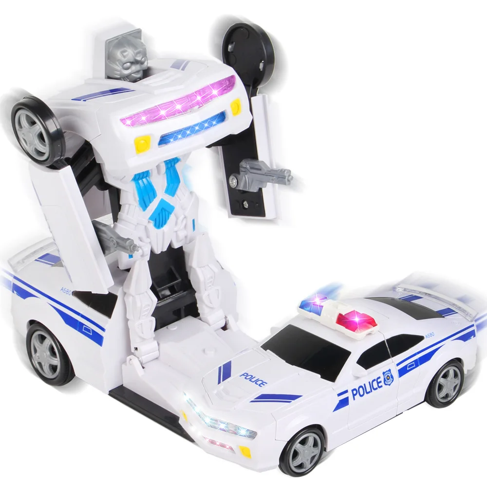 

Le zhou Genuine Children Electric Transformer Light And Sound Universal Deformation Robot Police Car LZ6101-2