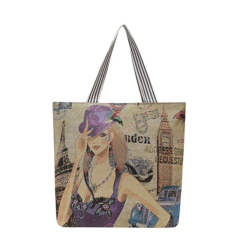 Fashion Folding Women Big Size Handbag Tote Ladies Casual Flower Printing Canvas Graffiti Shoulder Bag Beach Bolsa Feminina