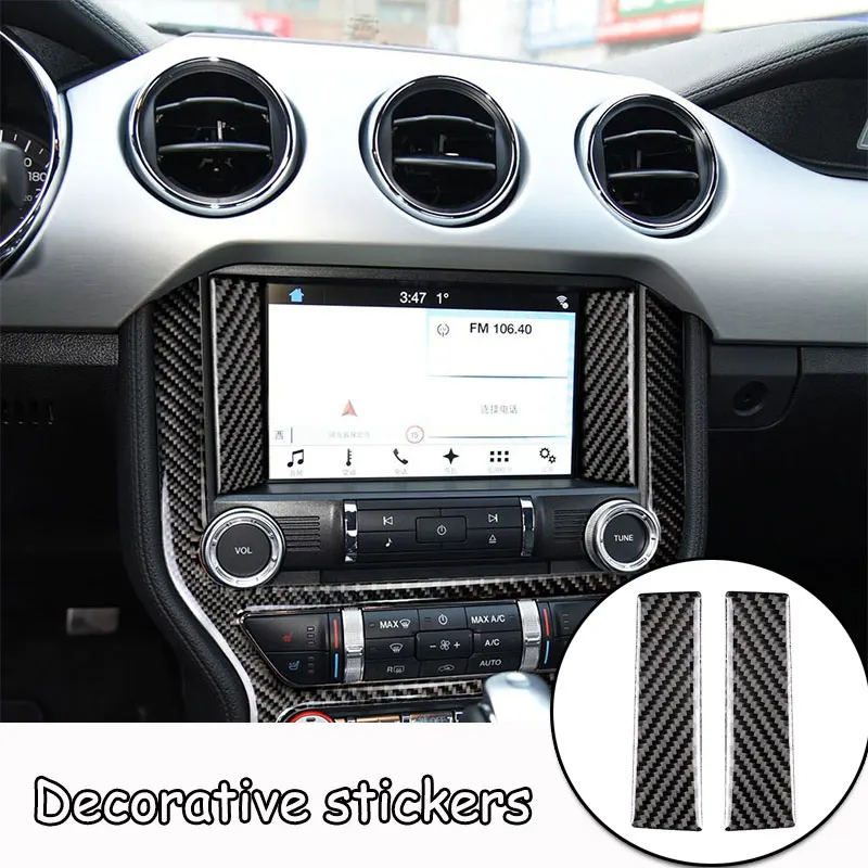 

2pcs Car Carbon Fiber Central Control Air Conditioning CD Panel Cover Decorative stickers for Mustang car accessories interior
