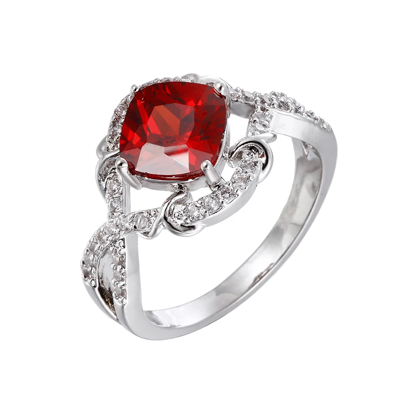 Богемное простое модное прямоугольное женское кольцо золотого/серебряного цвета, CZ камень, панк кольцо для помолвки перстень Femme Anelli Donna - Цвет основного камня: CR3847