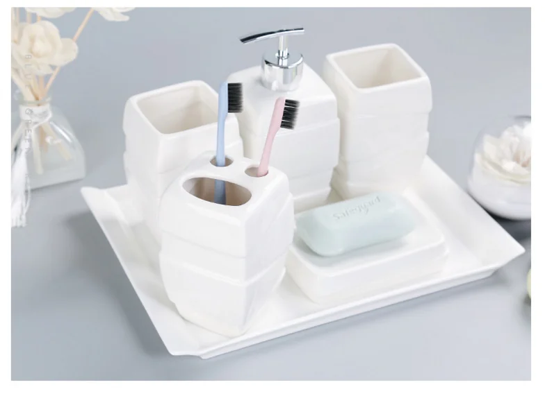 Белый керамический набор для ванной, бутылка для мыла, Кухонное мыло для рук, косметический шампунь бутылка геля для душа, арома, хлопковая банка для хранения