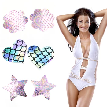 

Disposable nipple sticker colorful laser chest stickers anti-bump invisible bra stickers Self-adhesive Seamless nipple sticker