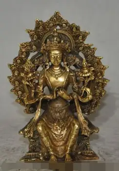 

S01368 tibet buddhism bronze gilt kwanyin guanyin bodhisattva tara goddess base statue