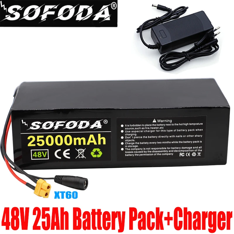 48v аккумулятор 48V 25000mAh для электрического велосипеда 18650 с 2A зарядным устройством