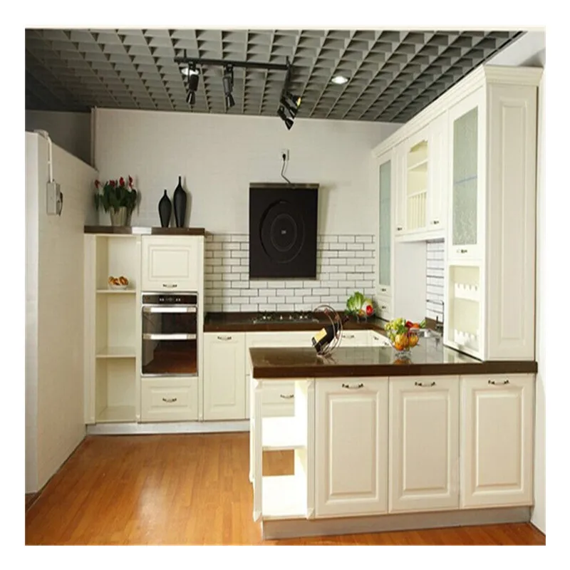 Горячая шейкер кухонная дверь стиль готовые шкафы деревянная кухня