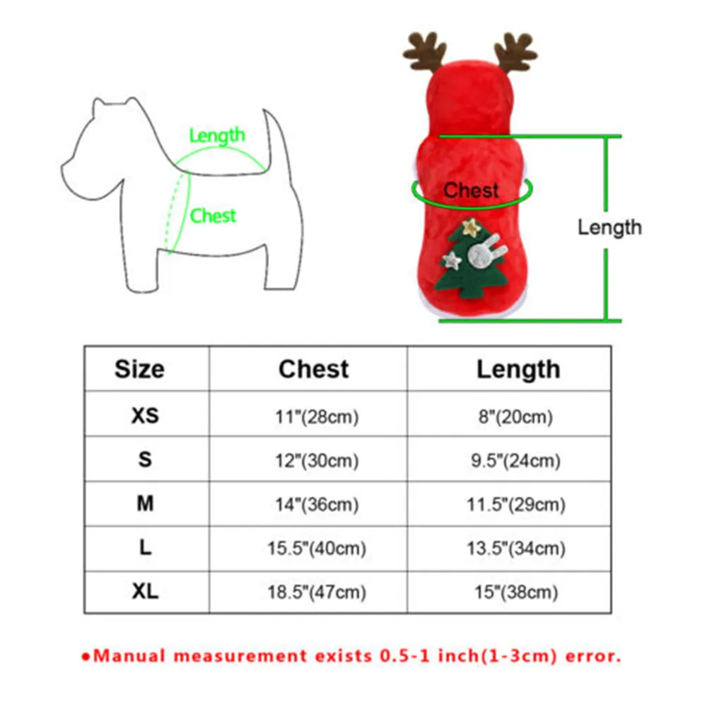 Pet Christmas Sweater Winter Warm Furry Elk Puppy Cartoon Clothes Xmas Costume Coat For Dogs Cats Small Puppy Chihuahua Clothes (7)