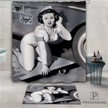 

Custom pin-up-girl (1)@1 Waterproof Shower Curtain Doormat Home Bath Bathroom Polyester Fabric Multi Sizes#2019-1-05-78