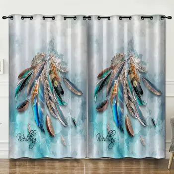 

Feather style room decoration curtain background decoration cloth pink curtains luxury1