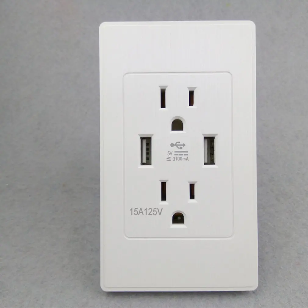 US 2 usb порта домашнее настенное зарядное устройство адаптер розетка двойной USB порт розетки пластина панель США вилка домашнее настенное зарядное устройство адаптер Белый/Черный