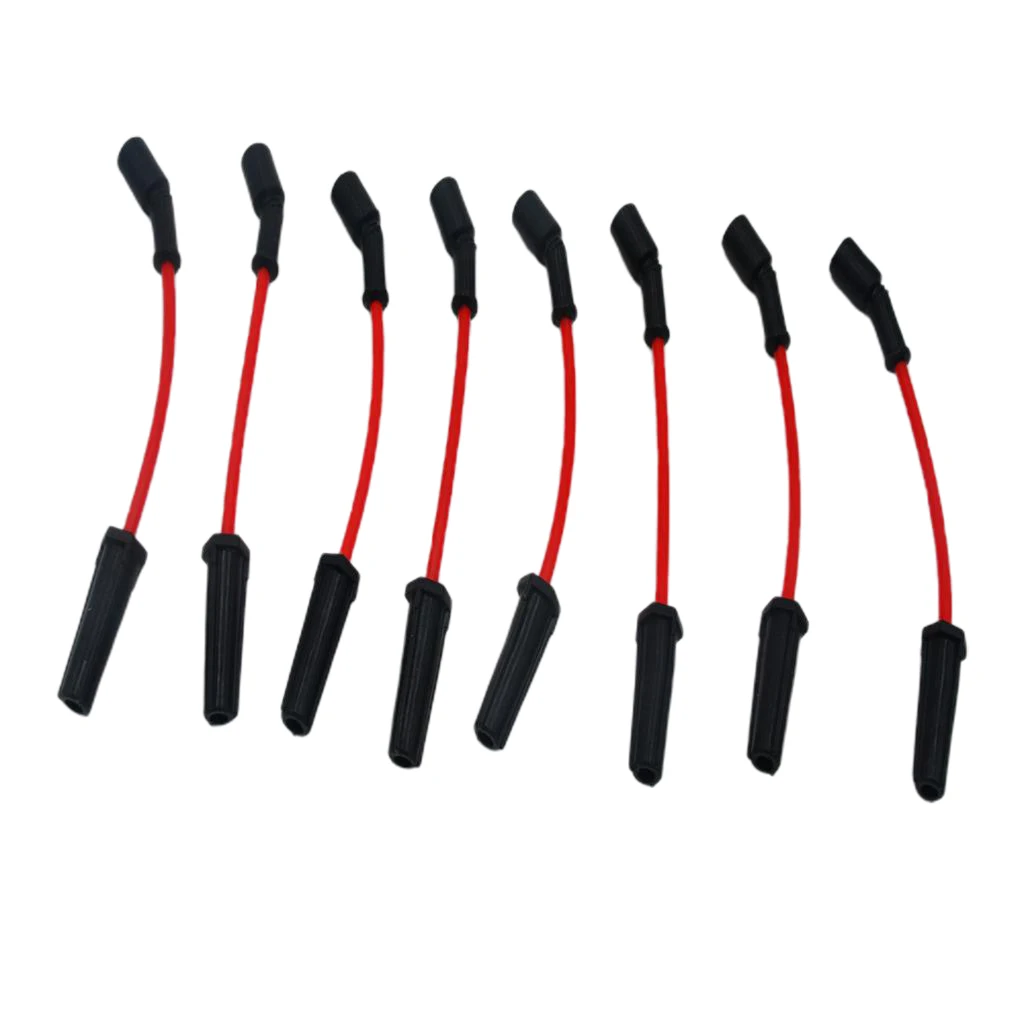 8 Pieces Ignition Spark Plug Wire Set Red for Chevrolet LS1 LS2 LS4 Car Auto